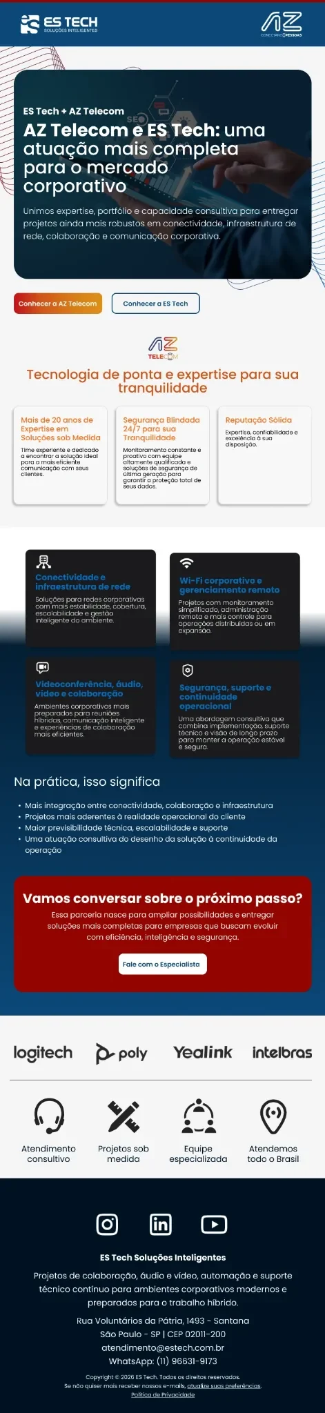 E-mail Marketing Parceria ES Tech e AZ Telecom