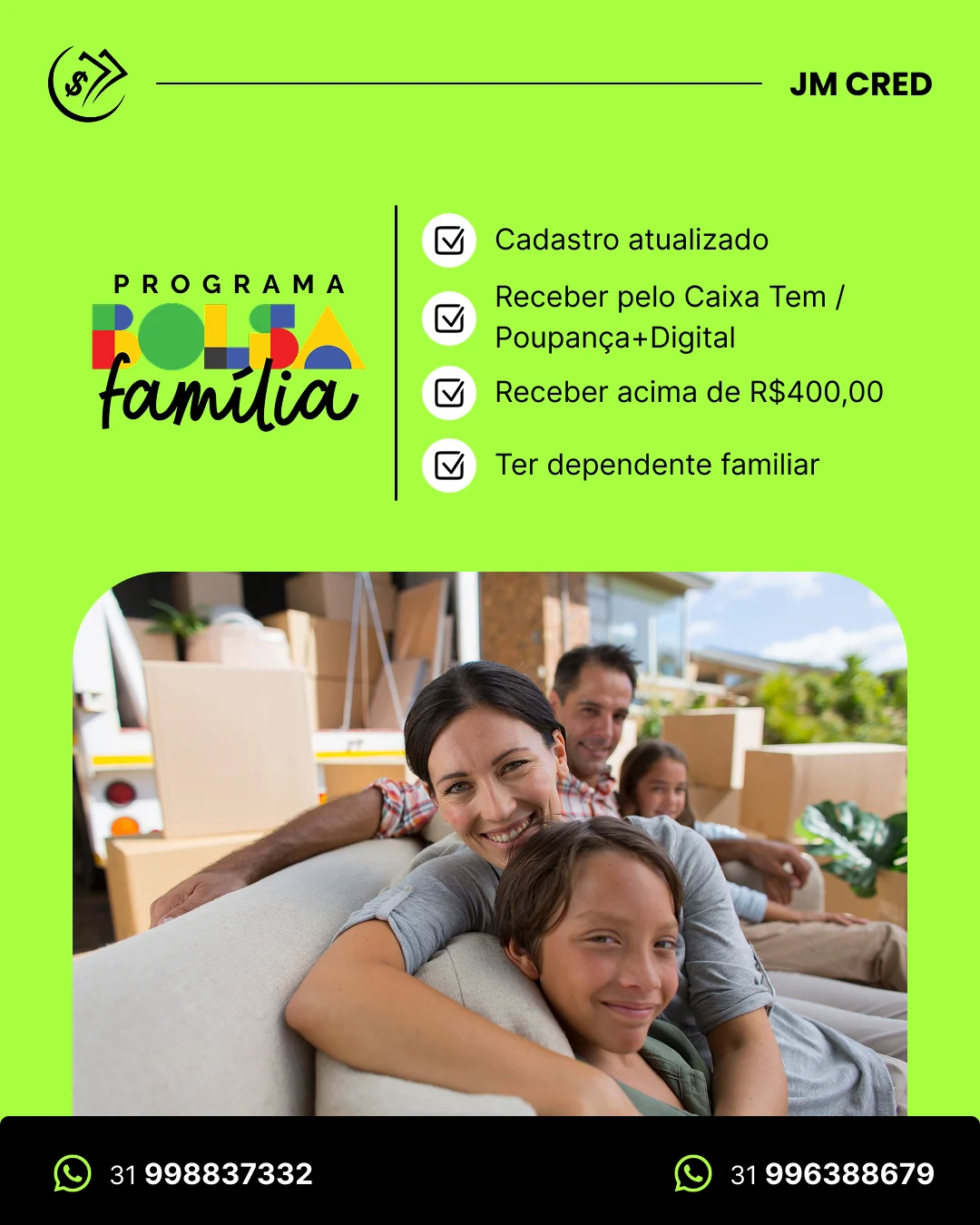 Post Redes Sociais Bolsa Família Caixa Tem JM Cred